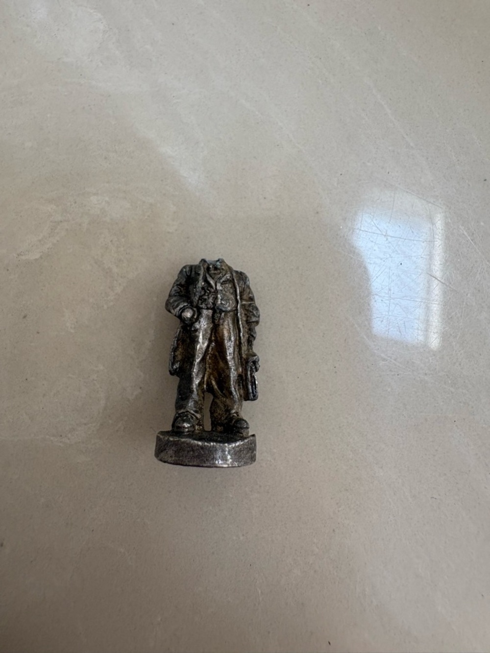 Small Silver-Tone Metal Figurine Statue headless vintage 1991